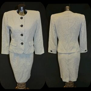 U Suits Vintage 80s 90s Houndstooth Jacket & Skirt Suit Set sz 8